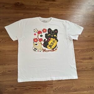 Tasty Peach Black Kitty Cat T-Shirt 2XL